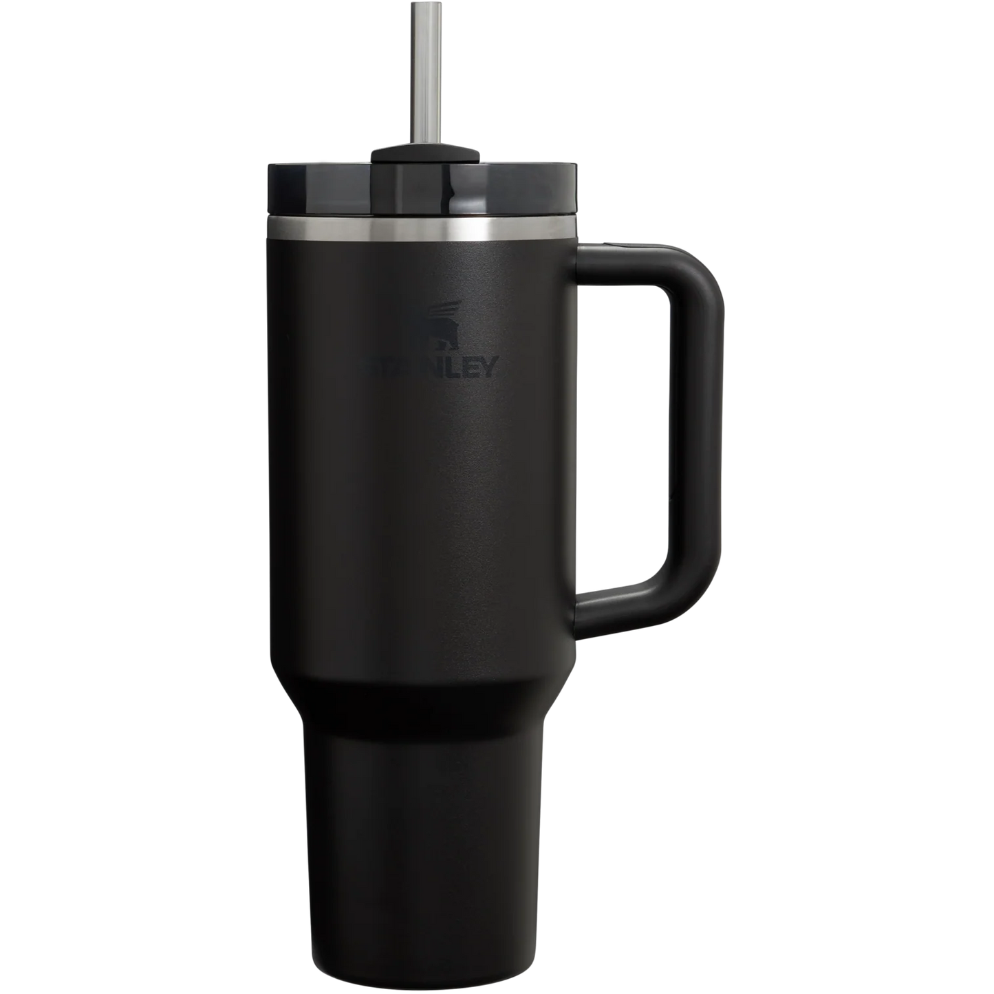 40oz Black Stainless Steel Tumbler with Handle & Straw